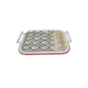 Gran oferta, bandeja de servicio decorativa con diseño Floral blanco, Metal de calidad fina con asas, recién llegado a bajo precio - Product Image 3