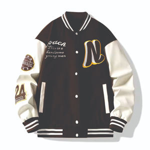 เสื้อแจ็กเก็ตทีมโรงเรียนหนังกันน้ำขนแกะคอปกตั้งปักลายสำหรับผู้ชายทำจาก2025สำหรับฤดูหนาว - Product Image 4