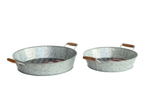 Americana New Arrival Vente en gros Plateau rond pour aliments Drapeau américain émaillé avec manche en bois Plateau de service moyen - Product Image 2