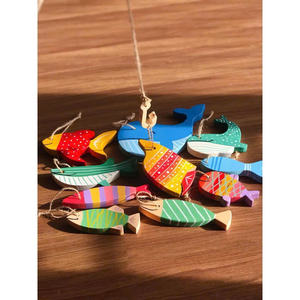 Handmade Extra <b>Large</b> Wood Fish Bone <b>Ornament</b> | Harmonic Blue Nautical Decor with Rope | B2B Wholesale Coastal Rustic Wall Decor - Product Image 4