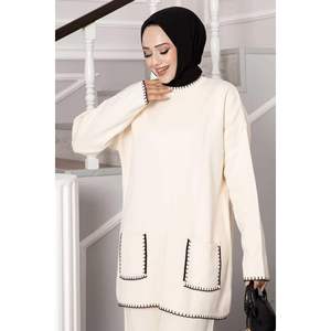 Shepherd Stitch Pocket Detailed Knit Conjunto de 2 Piezas Crema - Product Image 2