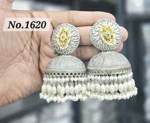 Pendientes Jhumka de Piedra Monalisa, Pendientes Antiguos Vintage, Pendientes de Oro Vintage de Lujo al por Mayor - Product Image 6