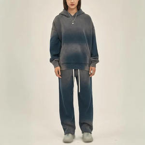 2025 personnalisé en détresse broderie Patchwork sweat à capuche zippé survêtement femmes deux pièces survêtement et pantalon de survêtement ensemble survêtement personnalisé - Product Image 5
