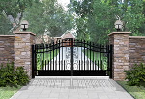 Customized <strong>14ft</strong> Wrought Iron Style Metal Garden <strong>Gates</strong>/ Iron <strong>Gates</strong> for Residential &amp; Commercial Properties - Product Image 2