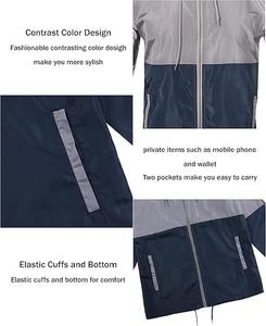 Chaqueta Cortavientos con Capucha y Cremallera Completa, de Lona Recubierta con Logotipo Personalizado, para Hombre y Mujer, de Manga Larga, Impermeable y Plegable - Product Image 6