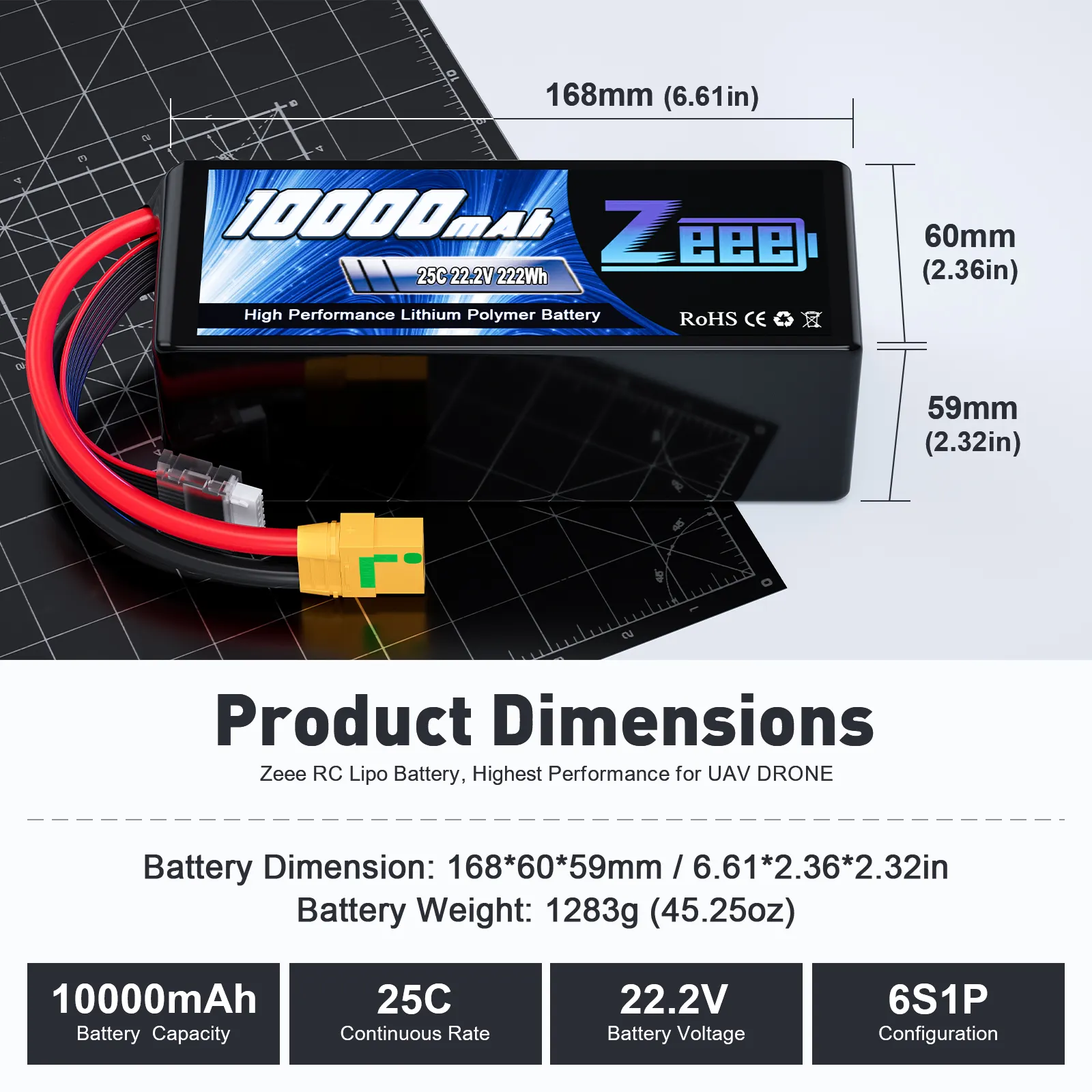 Zeee FPV Drone Battery 6S 22.2V 5200/6000/8000/10000/12000/16000/22000/30000mAh 6S Lipo Battery for FPV drone UAV