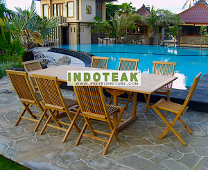 <span class=keywords><strong>Teak</strong></span> Tuinmeubelen Uitschuifbare Tafel 8 Stuks Opvouwbare Stoelen Premium Eetset Waterbestendige Kussens Woonkamer Magazijn - Product Image 2