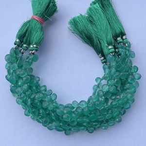 8mm 10mm 12mm Naturel Vert Onyx Pierre Coeur Forme Facettes Briolette Gouttes Perles pour la Fabrication de Bijoux Collier Bracelet DIY Deal - Product Image 1