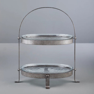 Vintage Design 2 Tier Cupcake Stands Big Size Dessert Plates Mini Cakes Fruit Candy Display Tower for Party Metal - Product Image 5