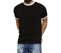 Ringer Tişört Özel Baskı %100 Pamuk Bisiklet Yaka Kontrast Şeritli Tişört Erkek Kadın Özel Logo Yüksek Kalite Nefes Alabilen Fabrika Üretimi