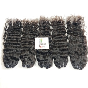 Pas cher 100% couleur naturelle noir Buldle crépus soyeux vague profonde Remy indien Extensions de cheveux humains pour les femmes - Product Image 6