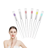 Applicateur de rouge à lèvres en silicone transparent, minimaliste, portable et réutilisable, avec poignée, pour le maquillage cosmétique