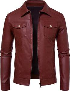 Veste en cuir pour homme tendance, idéale pour l'hiver, grande taille, motif uni, imperméable, coupe-vent, prix raisonnable - Product Image 1