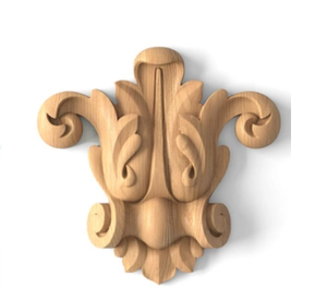 Meubles en bois sculpté antique non fini personnalisé Onlays intérieurs décoratifs pour la maison Armoires de cuisine pieds OEM - Product Image 1