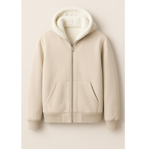 Sudadera con Capucha de Sherpa Vintage, 100% Algodón, Chaqueta con Cierre, Color Sólido (XL) - Transpirable e Impermeable para Invierno, Servicio OEM - Product Image 1