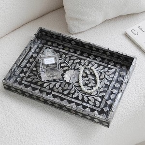 ถาดเสิร์ฟชากาแฟมุกสีดำของตกแต่งโต๊ะถาดเสิร์ฟชากาแฟมุก - Product Image 3