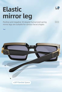 Lunettes de soleil carrées surdimensionnées de luxe pour hommes, lunettes de soleil de haute qualité pour gangsters et gardes du <span class=keywords><strong>corps</strong></span>, lunettes noires, accessoires de plage pour femmes - Product Image 3