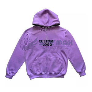 Sudadera con cremallera en blanco Sudadera con capucha de gran tamaño con estampado de pantalla Sudaderas con cremallera Hombres Algodón Peso pesado Personalizado Boxy Sudadera con capucha con cremallera a precio barato - Product Image 6