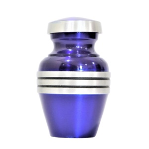 Small Aluminum Blue Cremation Keepsake Urn American Style Metal <b>Pot</b> for Human <b>Ashes</b> Directly Manufactured Exported From India - Product Image 1