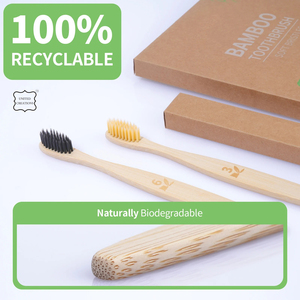 Brosse à dents en bambou souple personnalisée en gros pour adultes Brosse en bois respectueuse de l'environnement en boîte emballée noire et marron - Product Image 3