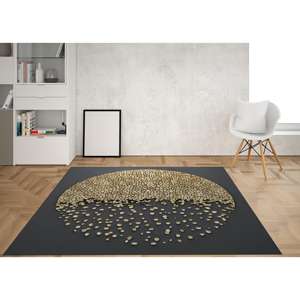 Tapis imprimé abstrait, tapis de bain moderne de luxe noir antidérapant, tapis doux non tissé - Product Image 2