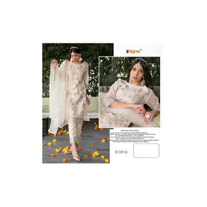 Paquistaní Shalwar Kameez Mujeres Shafoon Party Wear traje de tres piezas