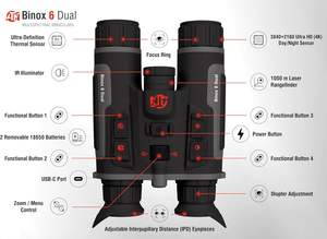 Jumelles multispectrales doubles Binox 6 certifiées 2026, capteur thermique 256×192, jour/nuit/tuilerie 4K UHD - Product Image 3