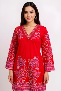 Pakistanais modeste ethnique été court Kameez Pallazzo ethnique manches longues Sharara inde vente en gros Farshi Shalwar Coord ensemble femmes - Product Image 2