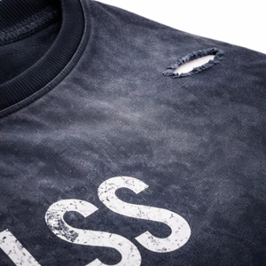 T-shirt Homme Oversize Noir en Jersey de Coton Teint Fil à Fil, Manches Courtes, Col Rond, Style Urbain, Respirant et Confortable - Product Image 6