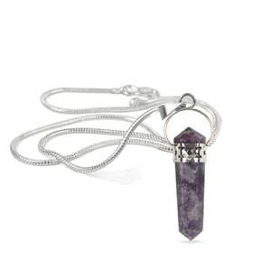 Colgante de ágata de moda Unisex, piedra preciosa de cristal Natural, cuarzo lepidolita con joyería de atractivo espiritual - Product Image 1