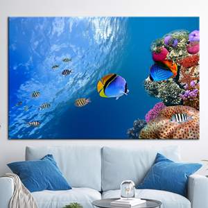 Tableau sur toile imprimé Poissons tropicaux : Décoration murale Paysage marin, 1P : Prêt à accrocher - Product Image 1