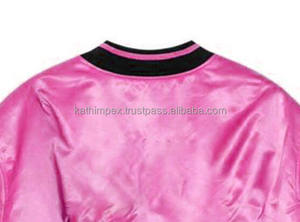 Trending Custom Satin Bomber Lightweight Pink <b>Jacket</b> for <b>Men</b> Ribbed Hem Side Waist Pockets Zipper Closure For Daily Wear - Product Image 5