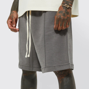 Meilleure vente pas cher prix Streetwear Style MMA Shorts respirant gaufré col rond blanc 100% pur coton court - Product Image 5