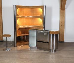 Meubles de bar en bois et fer de style industriel moderne, durables et écologiques pour la maison, le bar, le restaurant, le sous-sol, le café en plein air - Product Image 2