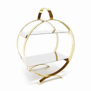 Round Rustic Stainless Steel Cake <b>Stand</b> Display <b>Stand</b> for <b>Tea</b> Party Dessert Rack or Banquet Table Centerpiece - Product Image 2