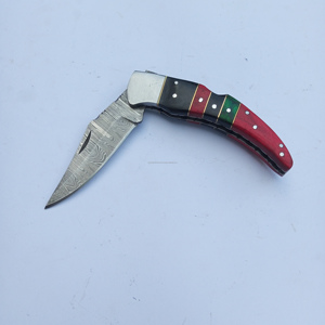 Cuchillo de acampada de acero de Damasco de alta calidad hecho a mano personalizado-cuchillo de bolsillo-cuchillo plegable con mango de madera de Clip - Product Image 3