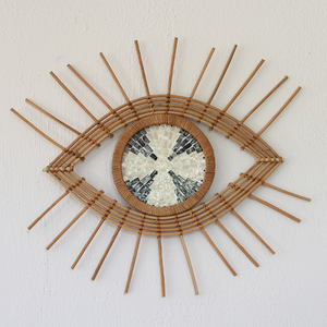Bon prix en gros écologique rustique rotin oeil décoration murale Vintage décor à la maison avec nacre à la main au Vietnam - Product Image 6
