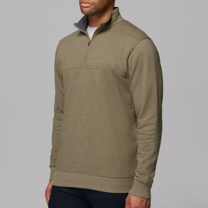 เสื้อสเวตเชิ้ตผู้ชายแบบคลาสสิกเรียบง่าย ทรงหลวม ผ้าเทคฟลีซ ซิป ¼  แบบสวมหัว  ปรับแต่งได้  สำหรับฤดูใบไม้ผลิและฤดูใบไม้ร่วง  ทรงไหล่ตก  แบบเรียบไม่มีลาย - Product Image 4