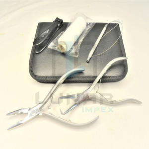 Kit d'outils d'extension de cheveux attachés à la main finition polie argentée ensemble d'accessoires d'outils d'extension de cheveux en gros en acier inoxydable - Product Image 3