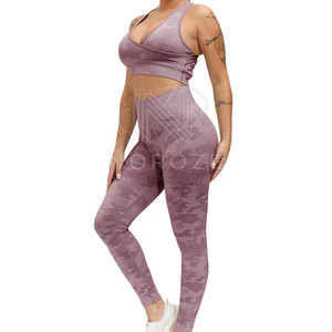 Conjunto de Yoga Profesional para Mujer, Diseño Sólido en la Parte Delantera, Cintura Alta, Secado Rápido y Transpirable, Conjunto de 2 Piezas - Product Image 2