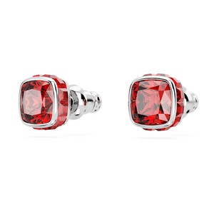 Boucles d'oreilles élégantes pierre de naissance rouge juillet Rhodium coupe carrée bijoux percés étincelants cadeau pour les femmes anniversaire amour symbolique - Product Image 3