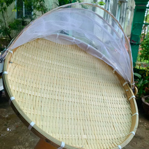 Vietnam Eco Plateau en bambou tissé à la main avec couvercle en maille Plateau en rotin écologique avec housse de protection, artisanat du Vietnam multi-taille - Product Image 5