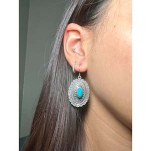 Navajo Handmade Kingman Turquoise & Sterling <b>Silver</b> Drop <b>Earrings</b> Water Drop Shape - Product Image 5