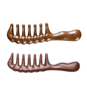 Peine de dientes anchos para masaje de madera, masajeador de cuero cabelludo, redondos Sha Gua peine de dientes, peine masajeador de cuero cabelludo portátil hecho a mano - Product Image 1