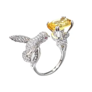 Bague pour femme en pierres précieuses colorées personnalisées haut de gamme, design tendance transfrontalier, vente en gros - Product Image 1