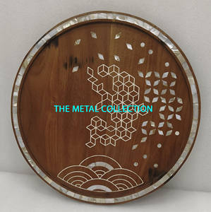 Plateau de service de conception classique pour la maison accessoires de cuisine et d'hôtels plateau élégant couleur marron plateau de rangement en bois et vadrouille de forme ovale - Product Image 2