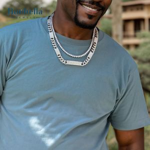 "Chaîne cubaine en moissanite glacée en or blanc 14 carats et argent 925 pour maillon rectangulaire Men-12mm" - Product Image 5