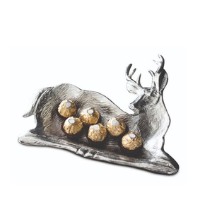 Plato de niblas de silueta de ciervo, tazón decorativo de aluminio, forma de escenario sentado - Product Image 1