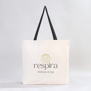 Custom 10 oz Cotton Canvas <b>Beach</b> Tote <b>Bag</b> with Black Handles 19 16 4 Inches Washable 48 41 10 cm - Product Image 5