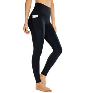 Leggings de vêtements de sport extensibles respirants pour femmes personnalisés avec technique de strass pour l'impression de logo en matériau OEM de la vente au détail - Product Image 2